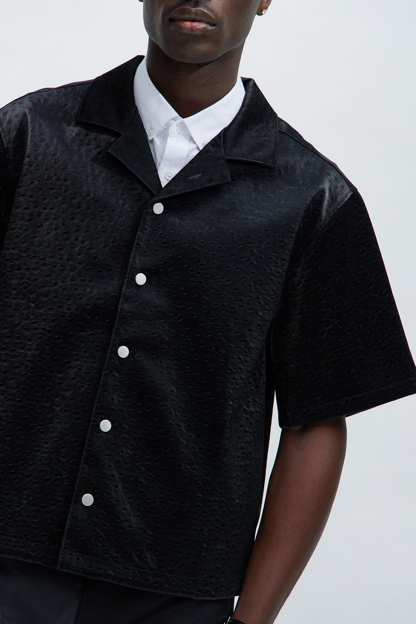 Caicos Faux Leather Shirt - Black Product Image