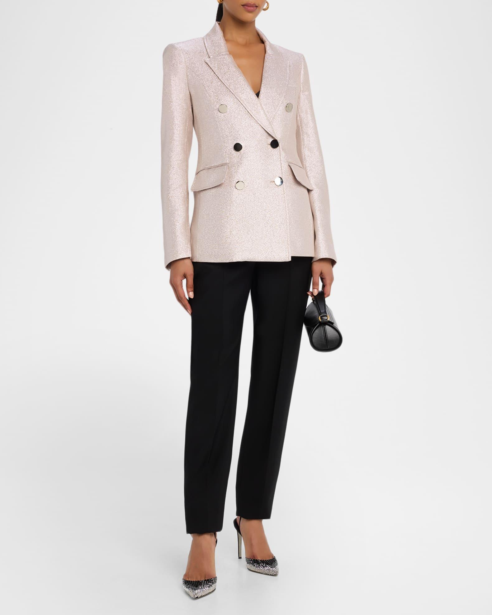 Mia Double-Breasted Metallic Blazer Product Image