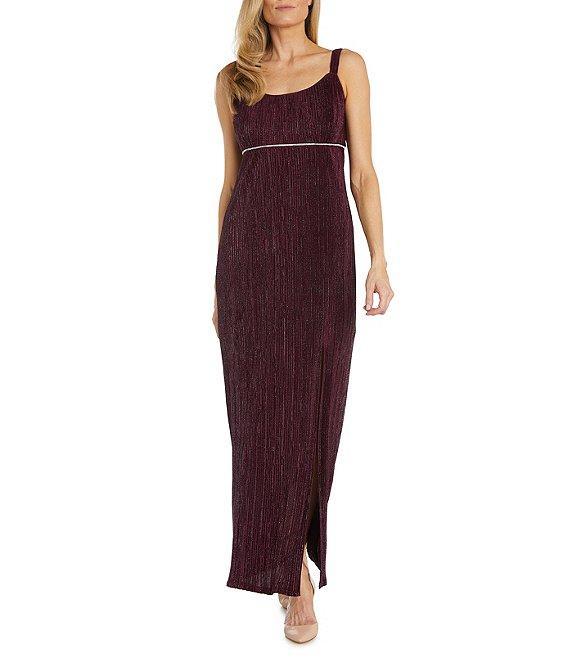 R & M Richards 3/4 Sleeve Crew Neck Front Slit Pleated 2-Piece Jacket Dress Product Image