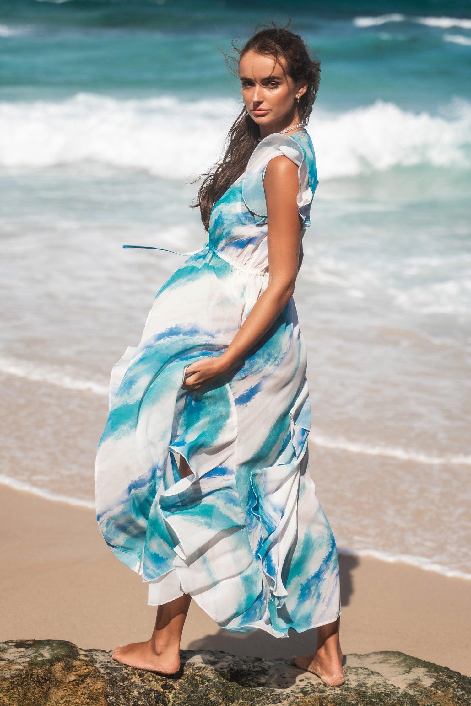 Watercolor Maxi Cover-Up Duster Kimono Product Image