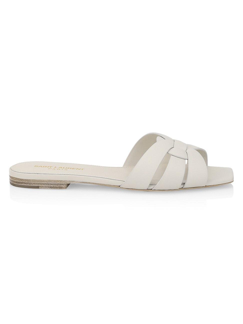 Saint Laurent Womens Tribute Mules in Metallic Leather Product Image