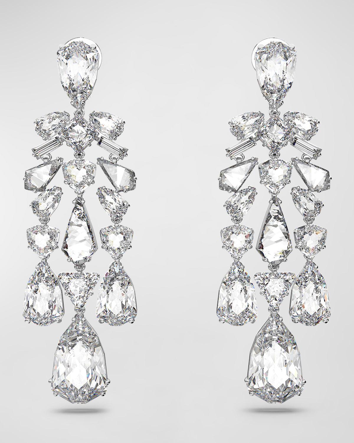 Womens Mesmera Rhodium-Plated & Crystal Clip-On Earrings Product Image