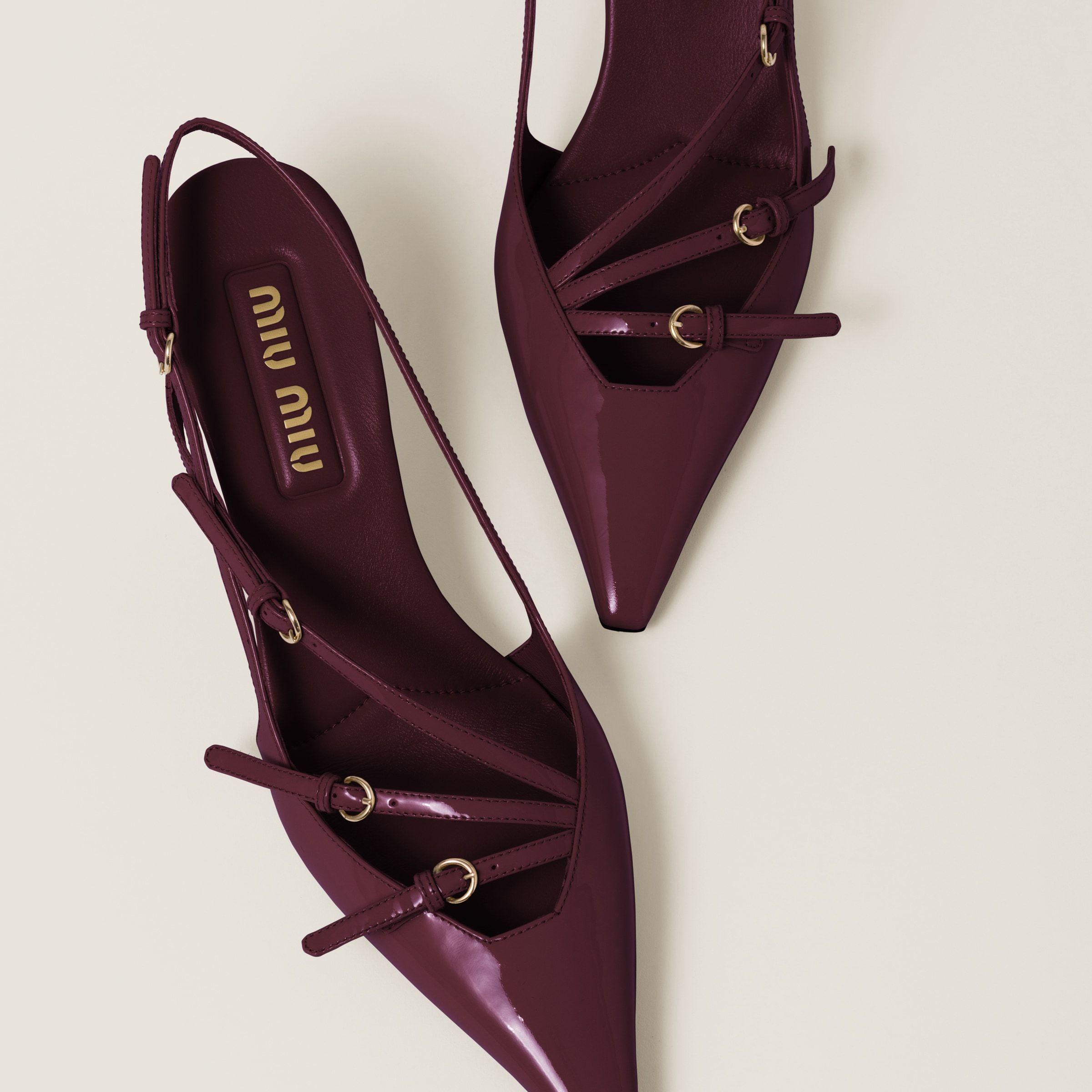 MIU MIU Slingback Deep Purple In Patent Leather With Buckles Women In Burgundy Product Image