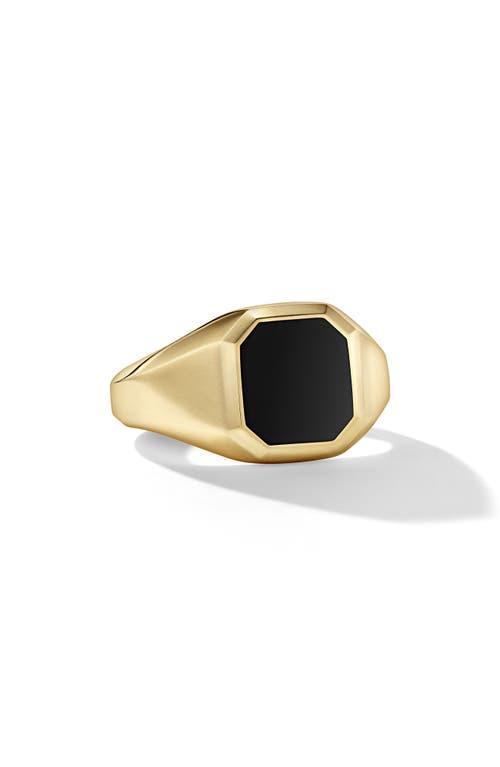 Mens Streamline Signet Ring in 18K Yellow Gold, 14MM Product Image