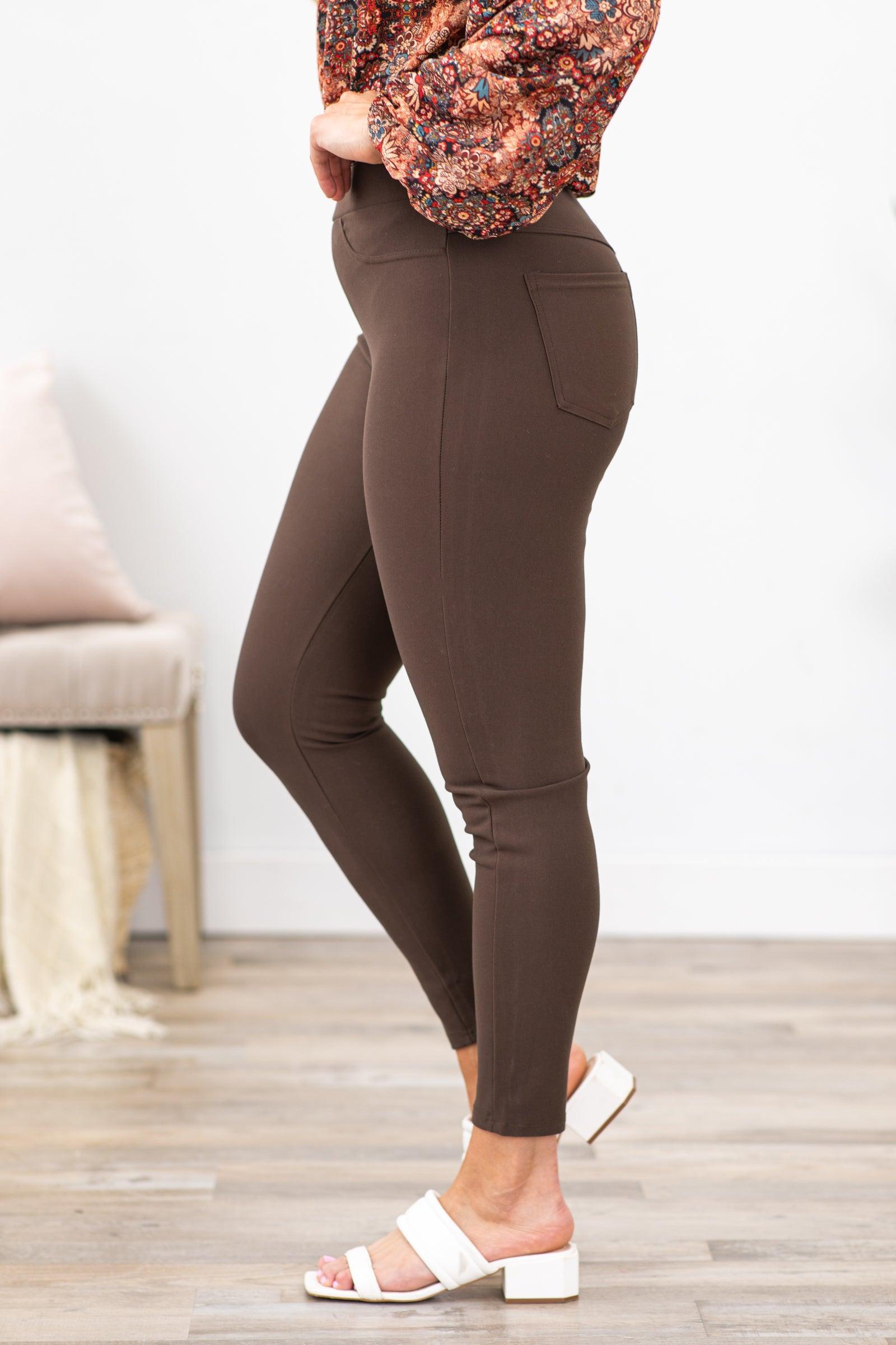 Brown Ponte Pull On Pants Product Image