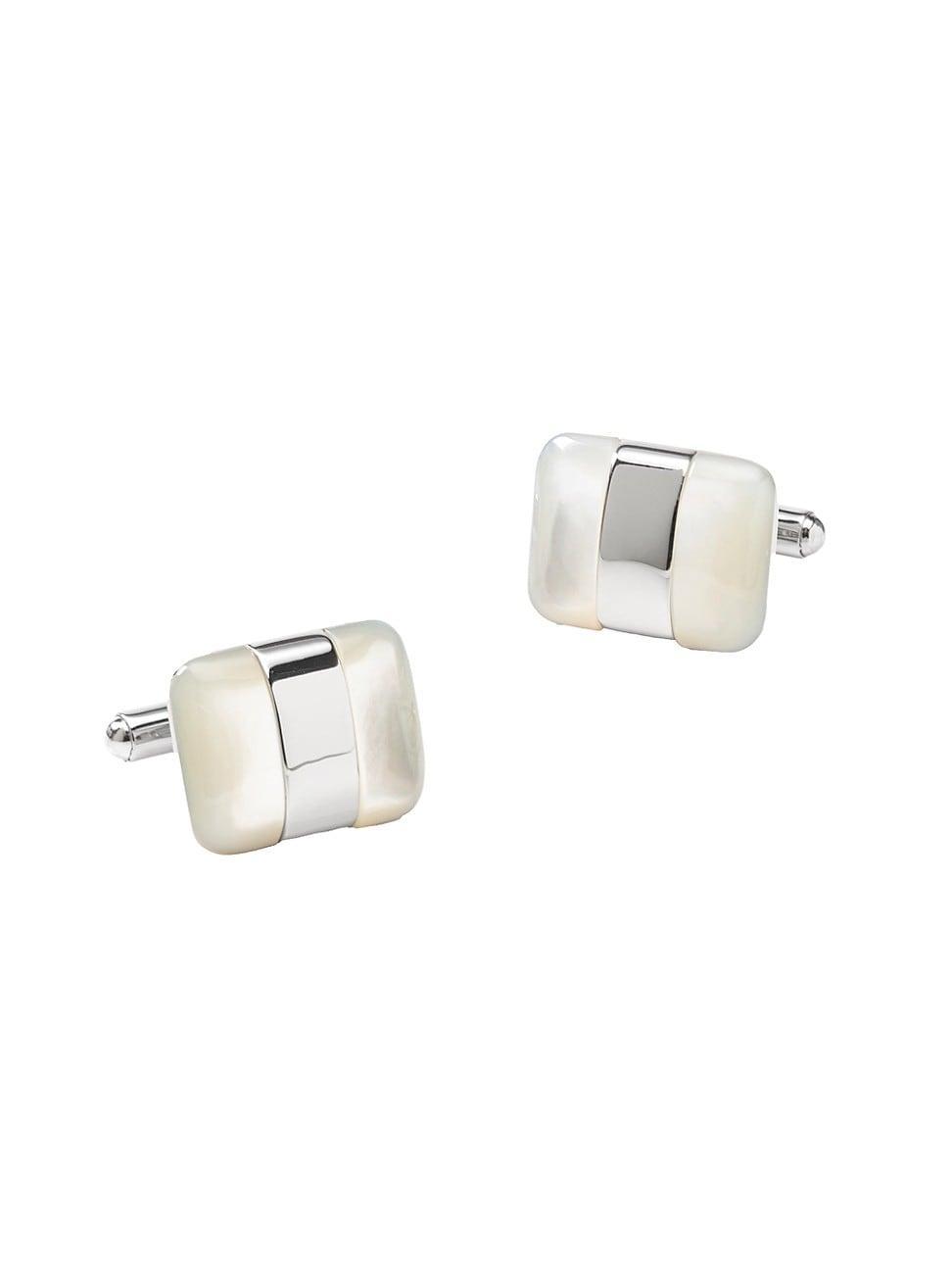 Mens Wrapped White Mother Of Pearl Cufflinks Product Image