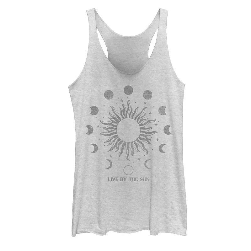 Juniors' Live By The Sun Distressed Stamp Tank Top, Girl's, Size: Small, White Grey Product Image