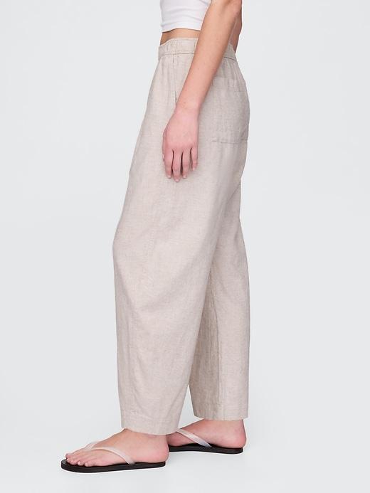 Mid Rise Linen-Blend Easy Barrel Pants Product Image