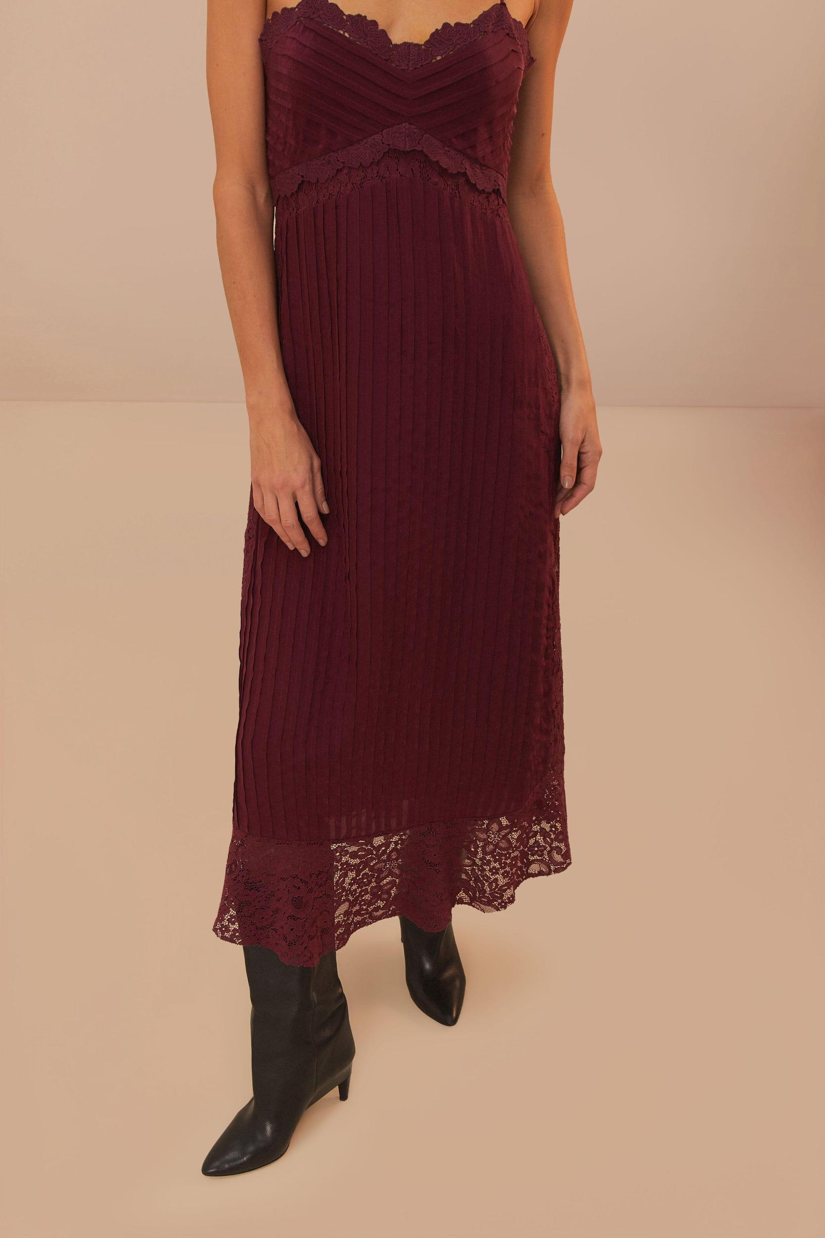 Purple Lace Sleeveless Midi Dress, PURPLE / XL Product Image