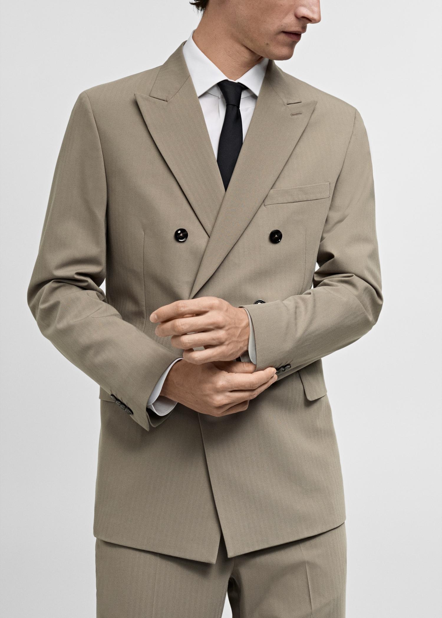 Monaco double-breasted slim-fit suit blazer - Men | MANGO USA Product Image