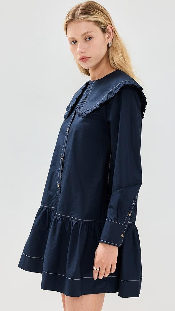 GANNI Poplin Big Collar Mini Shirt Dress | Shopbop Product Image