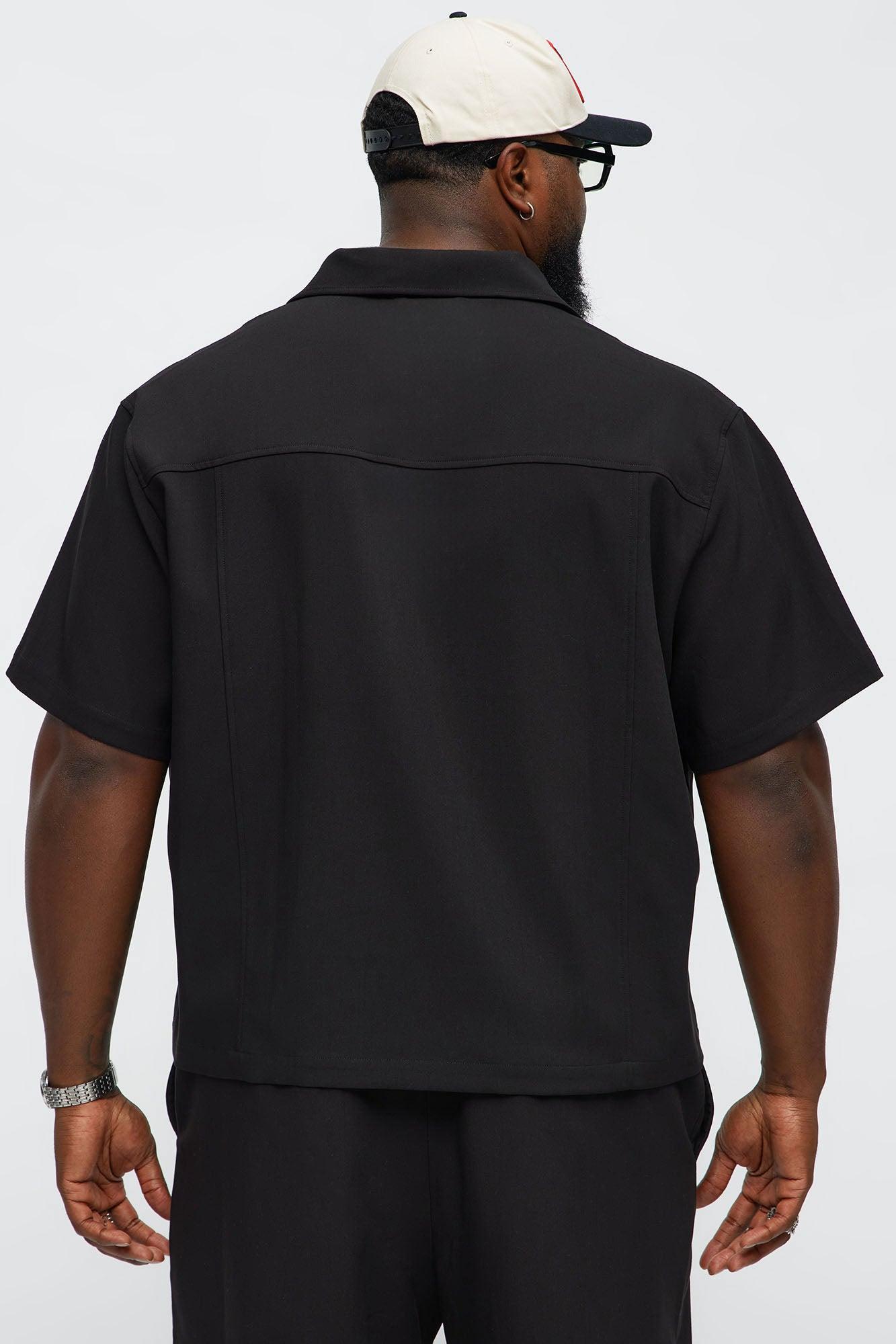 Cropped Ronan Weekender Button Up Shirt - Black Male Product Image