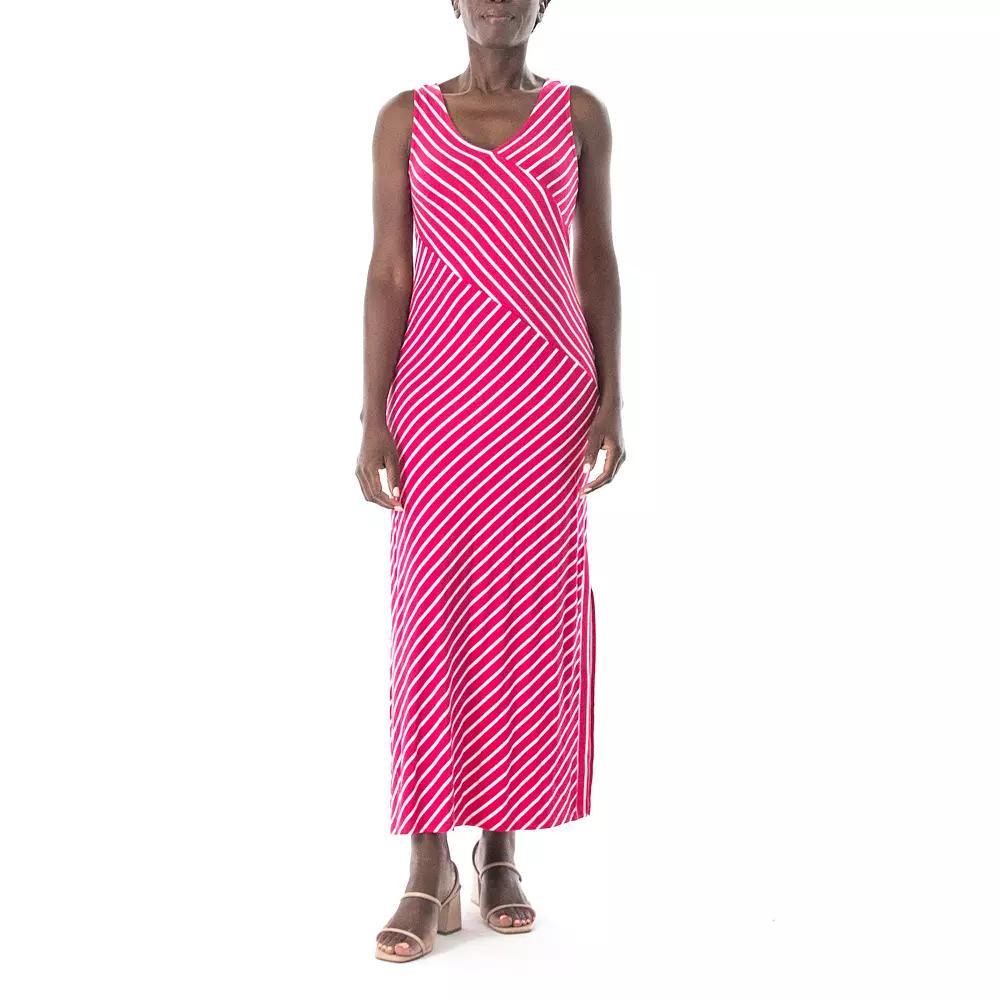 Women's Nina Leonard Striped Maxi Dress, Size: Small, Pink White Product Image