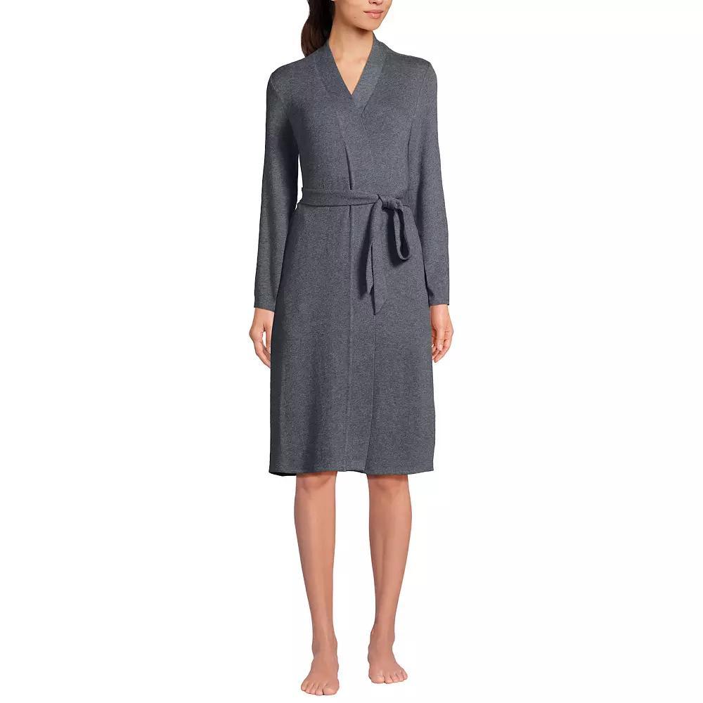 Women's Lands' End Cozy Faux Cashmere Robe, Size: Small, Grey Heather Product Image