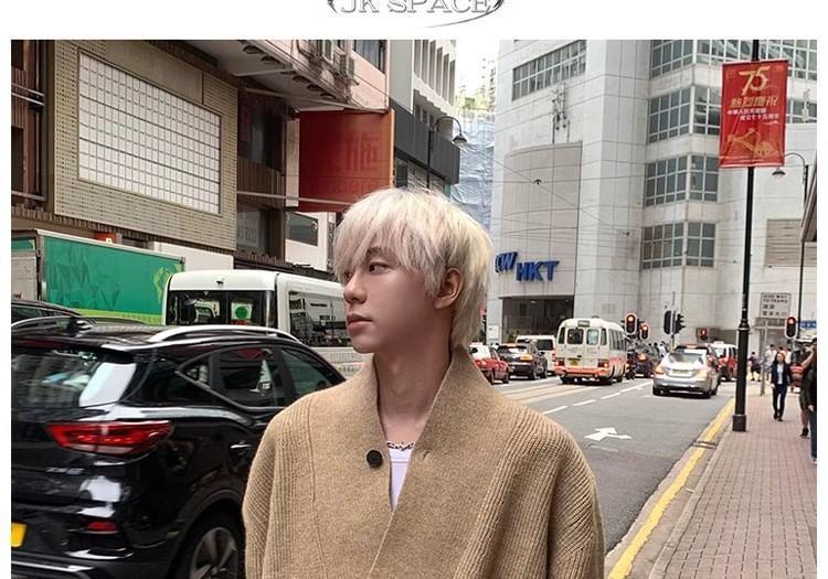 V-Neck Plain Buttoned Wrap Cardigan Product Image