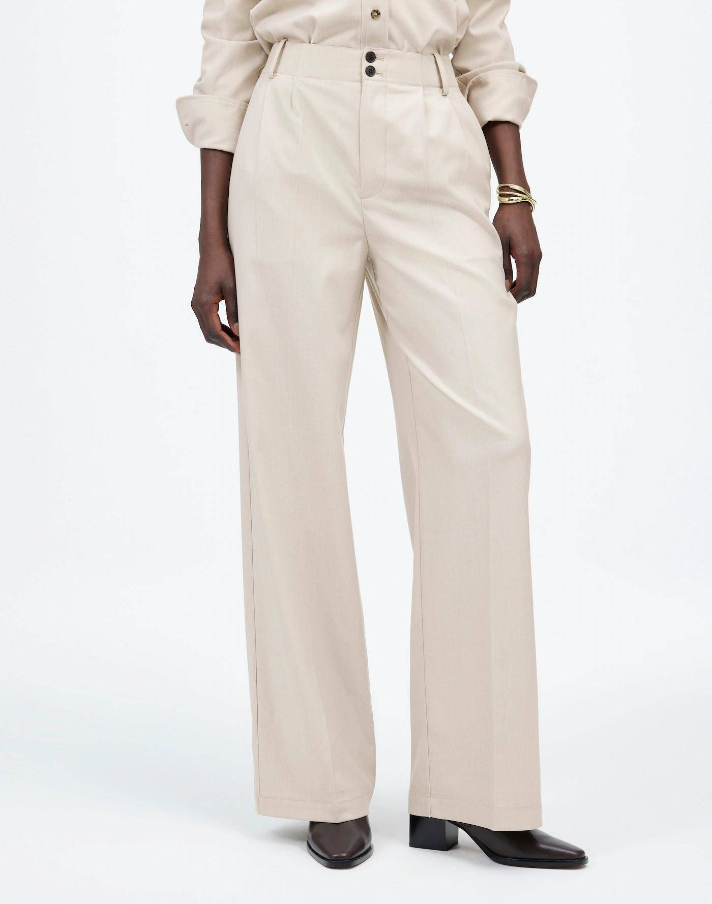 The Harlow Wide-Leg Trouser in Brushed Twill Product Image