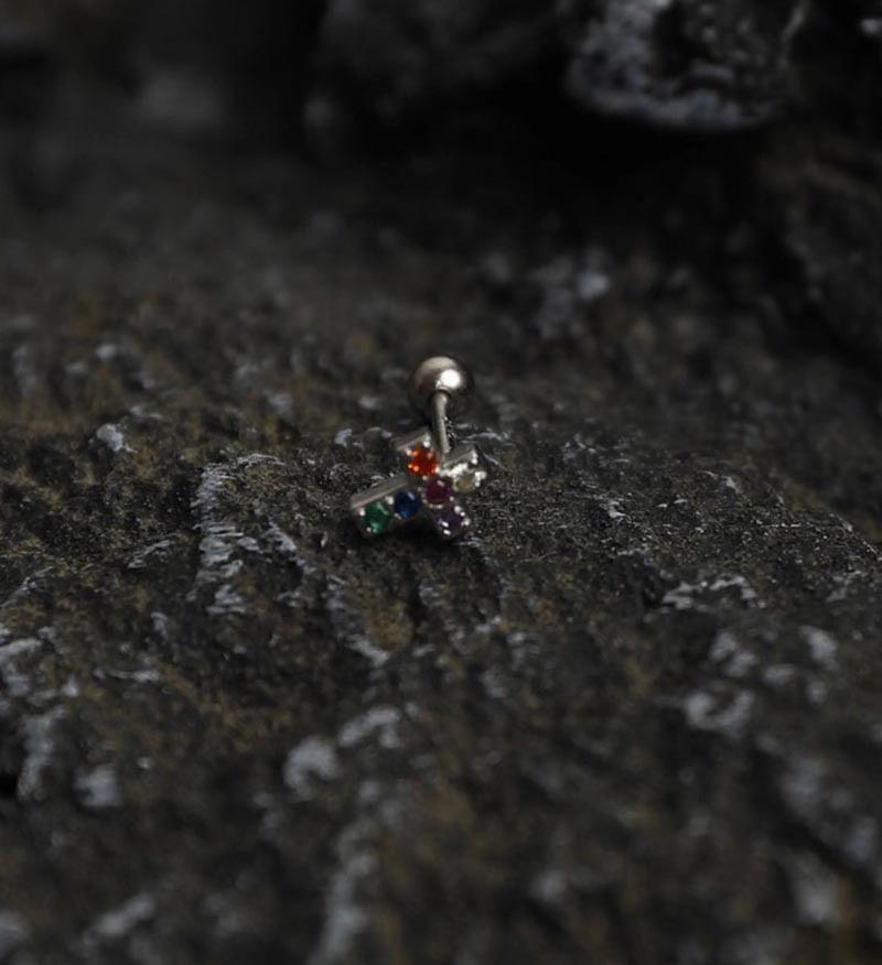 CZ Cross Stud Earring Product Image