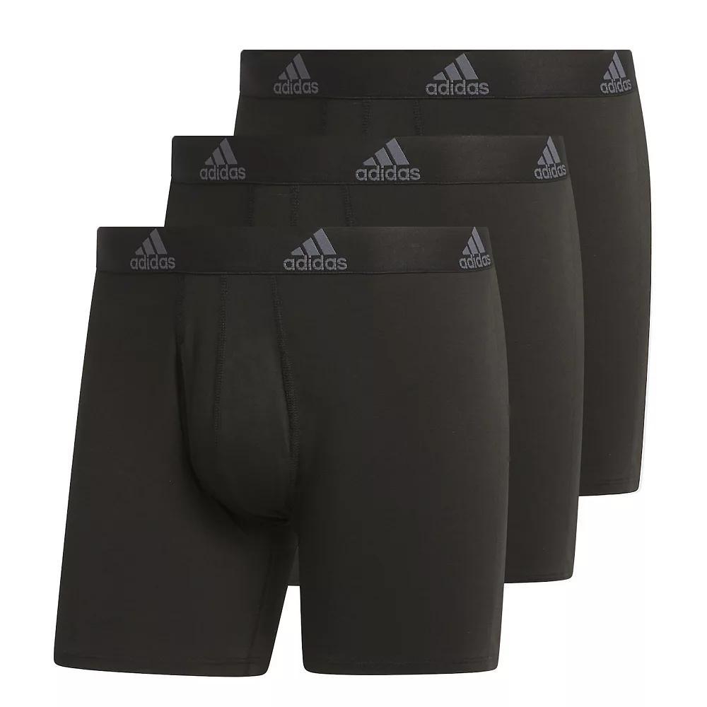 adidas Stretch Cotton Boxer Briefs 3-pack Black 4XL Mens Product Image