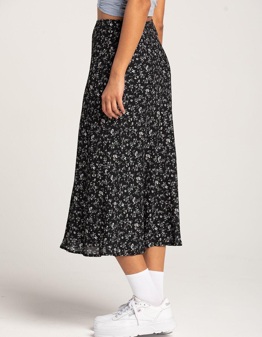 RSQ Womens Low Rise Ditsy Midi Skirt - CREAM/BLACK Product Image