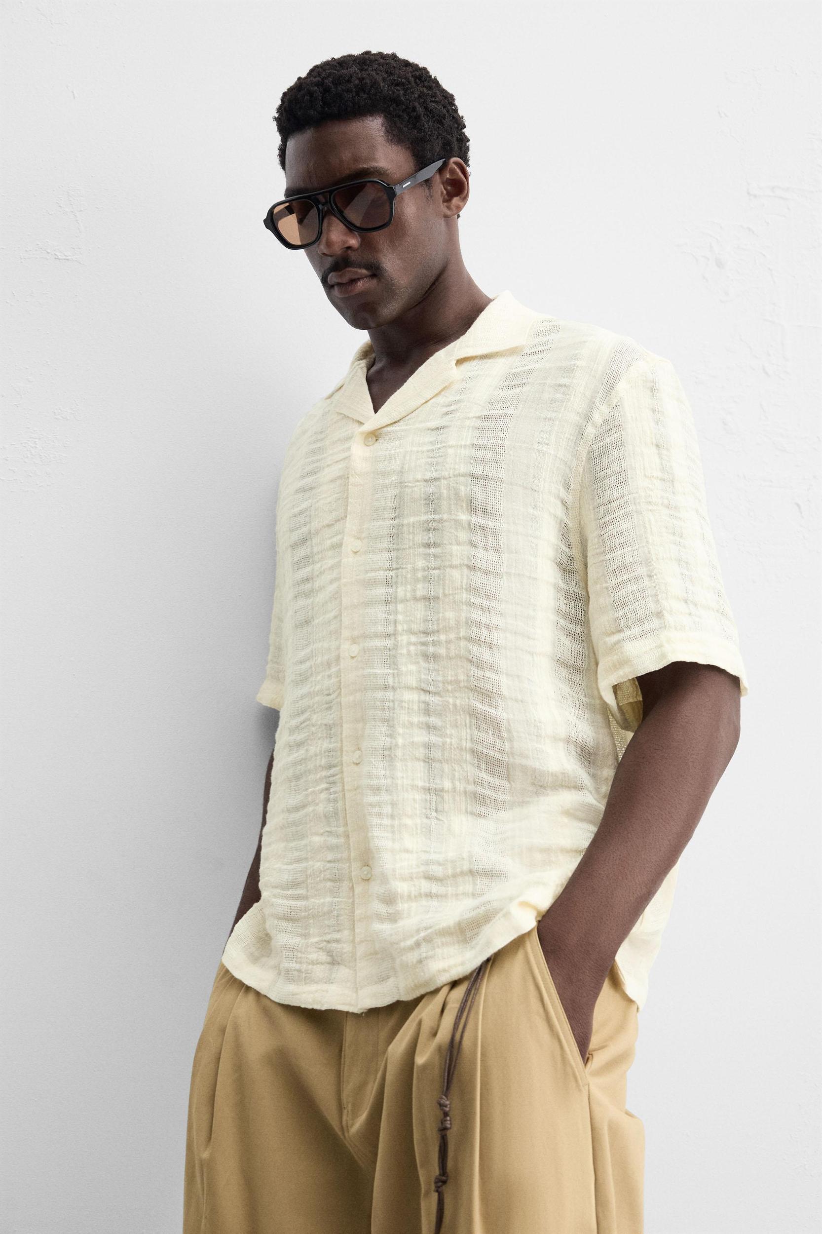 COTTON LINEN JACQUARD SHIRT Product Image