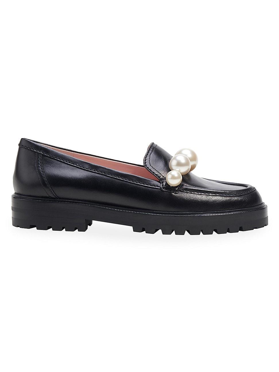 Womens Posh Faux-Pearl Leather Loafers Product Image