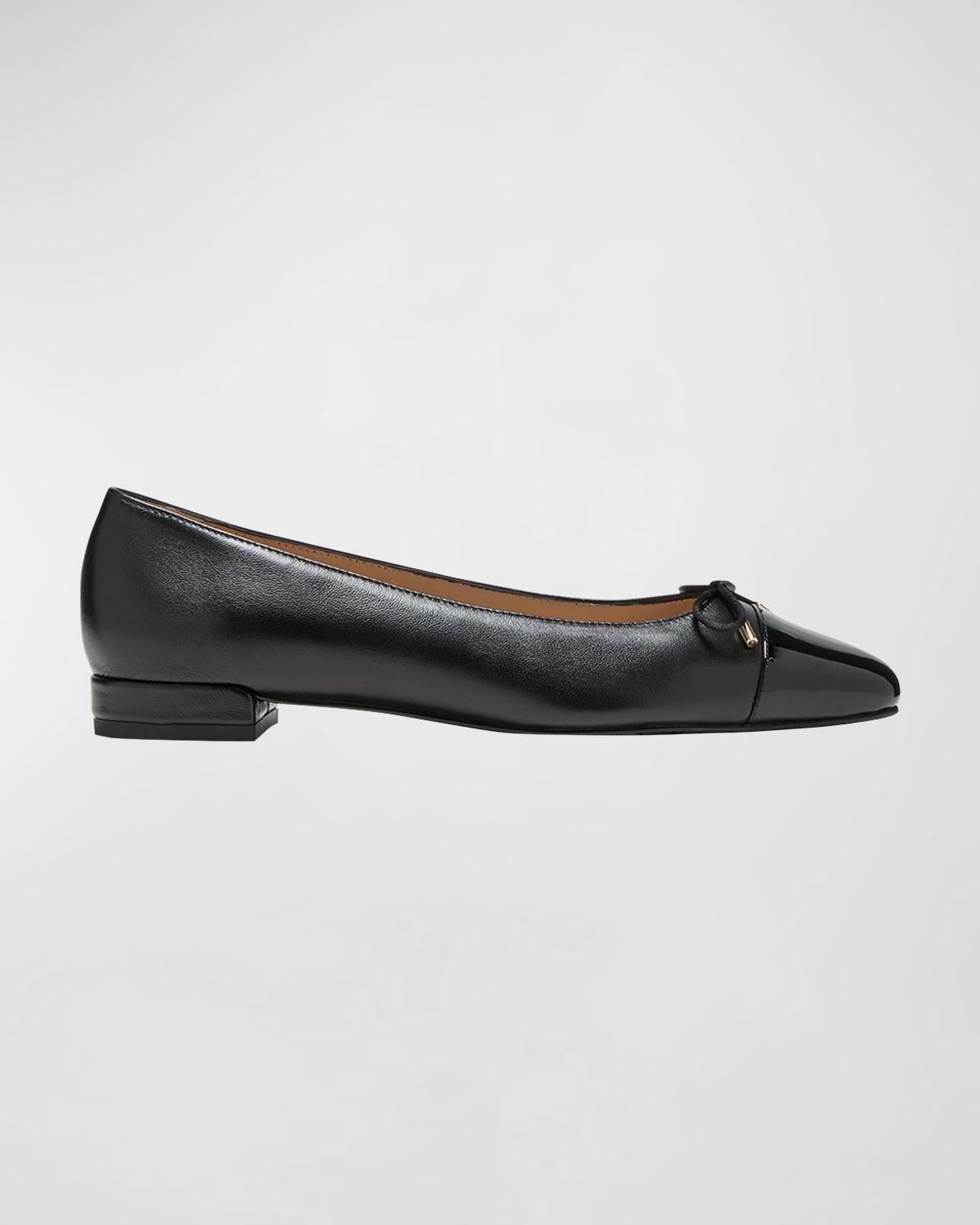 Womens Pin Dot Leather & Mesh Bow Flats Product Image