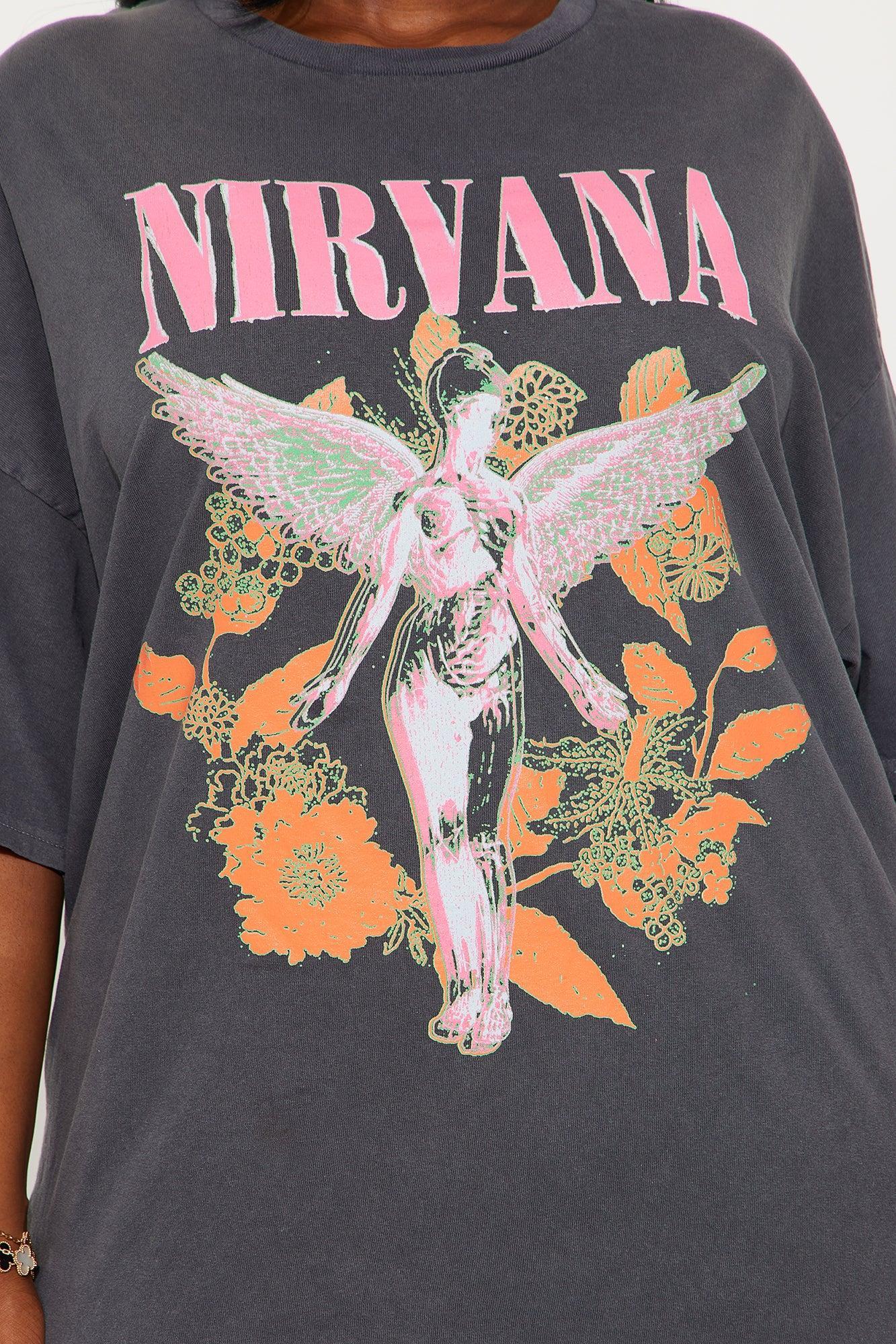 Nirvana Utero Flowers Washed Oversized Tee - Black Product Image