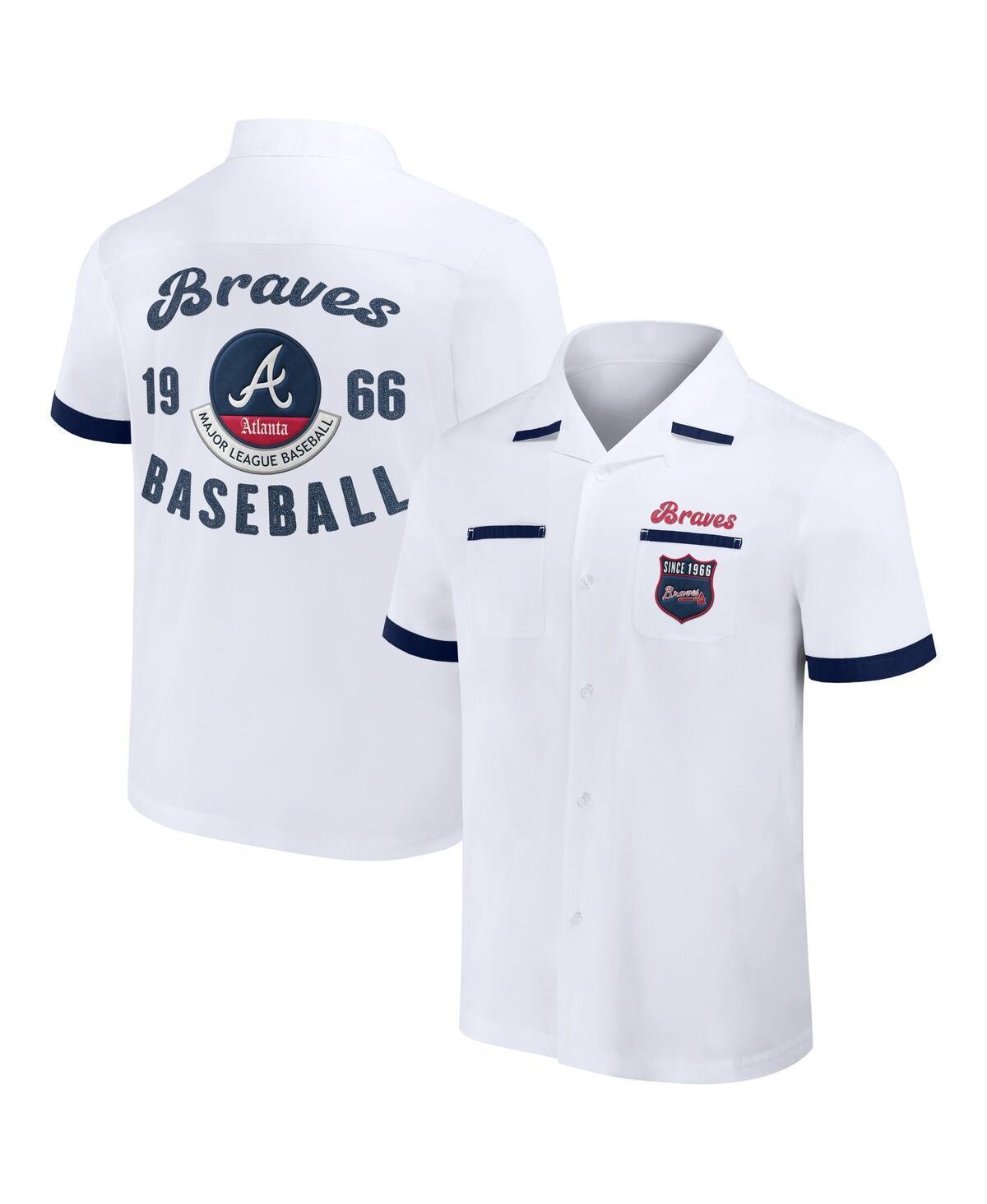Men's Darius Rucker Collection by Fanatics  White Atlanta Braves Bowling Button-Up Shirt, Size: Medium Product Image