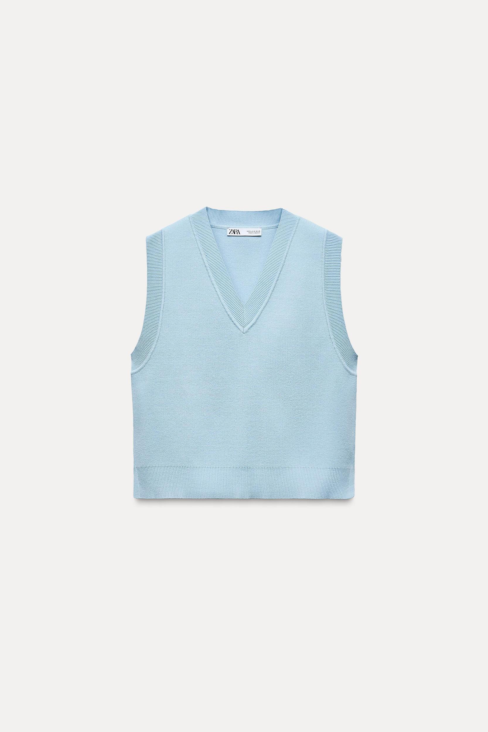 SLEEVELESS PLAIN KNIT SWEATER VEST Product Image