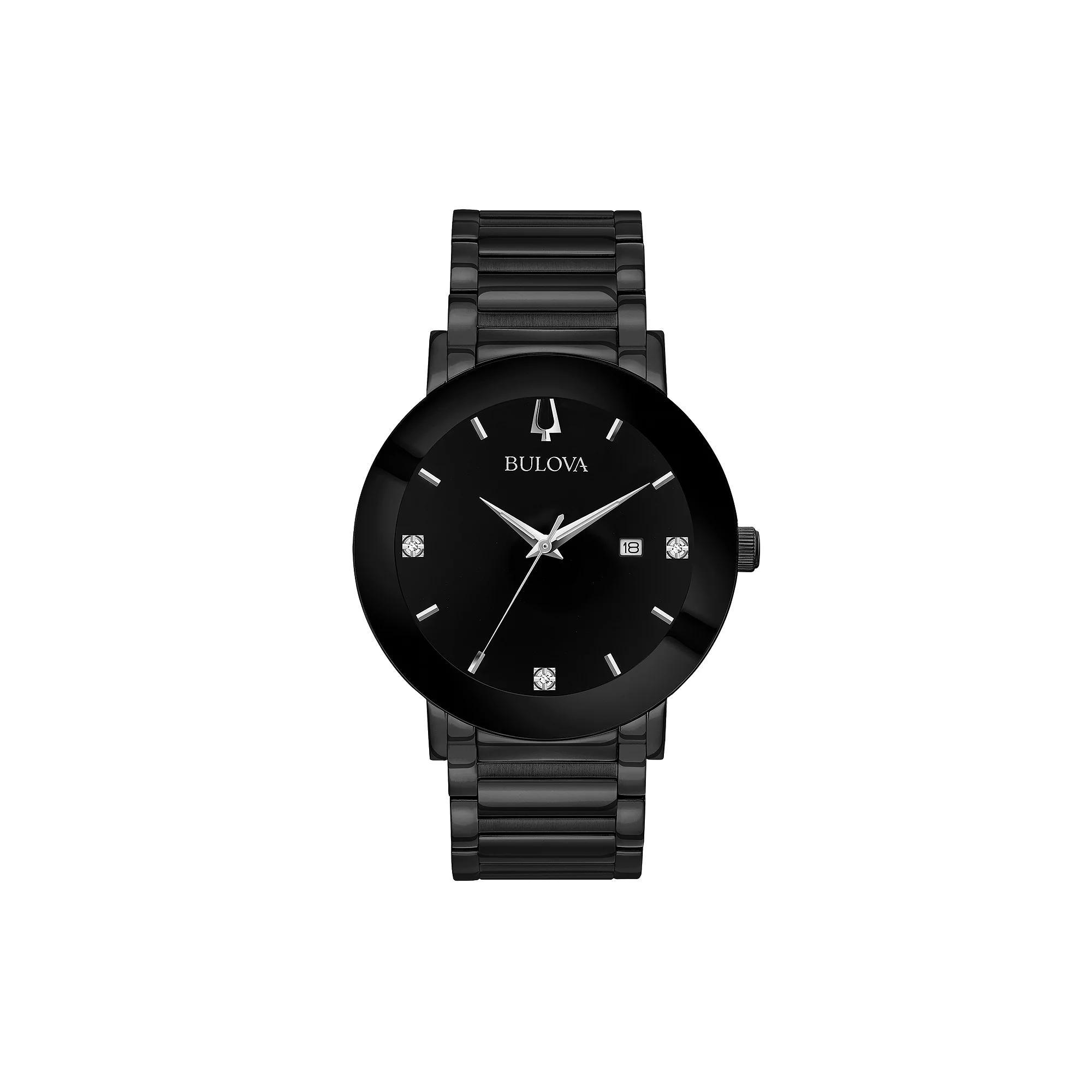 Bulova Mens Modern Diamond Black Ion-Plated Stainless Steel Watch - 98D144 - 98D144K Product Image