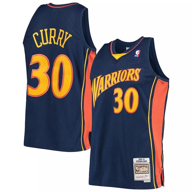 Men's Mitchell & Ness Stephen Curry Navy Golden State Warriors 2009-10 Hardwood Classics Swingman Player Jersey, Size: Medium, Blue Product Image