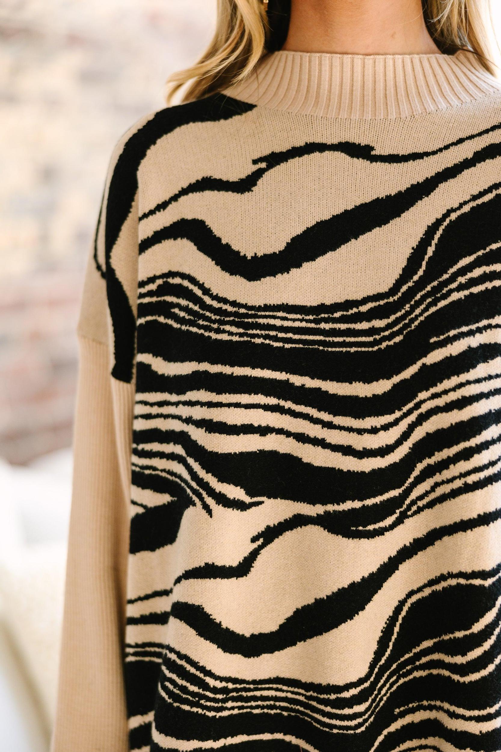 In Good Company Taupe Brown Marbled Print Sweater Female Product Image