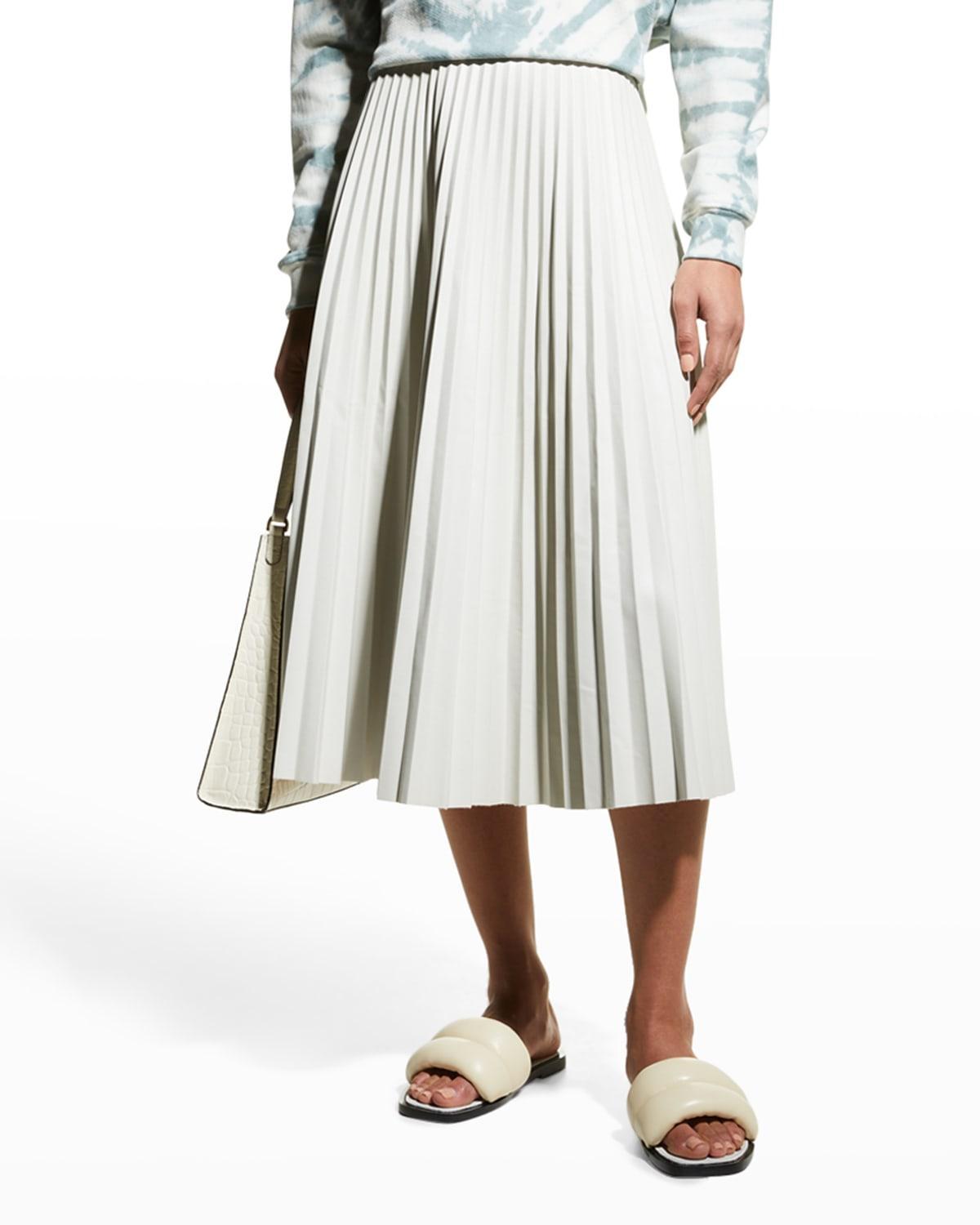 Womens Pleated Faux-Leather Midi-Skirt Product Image