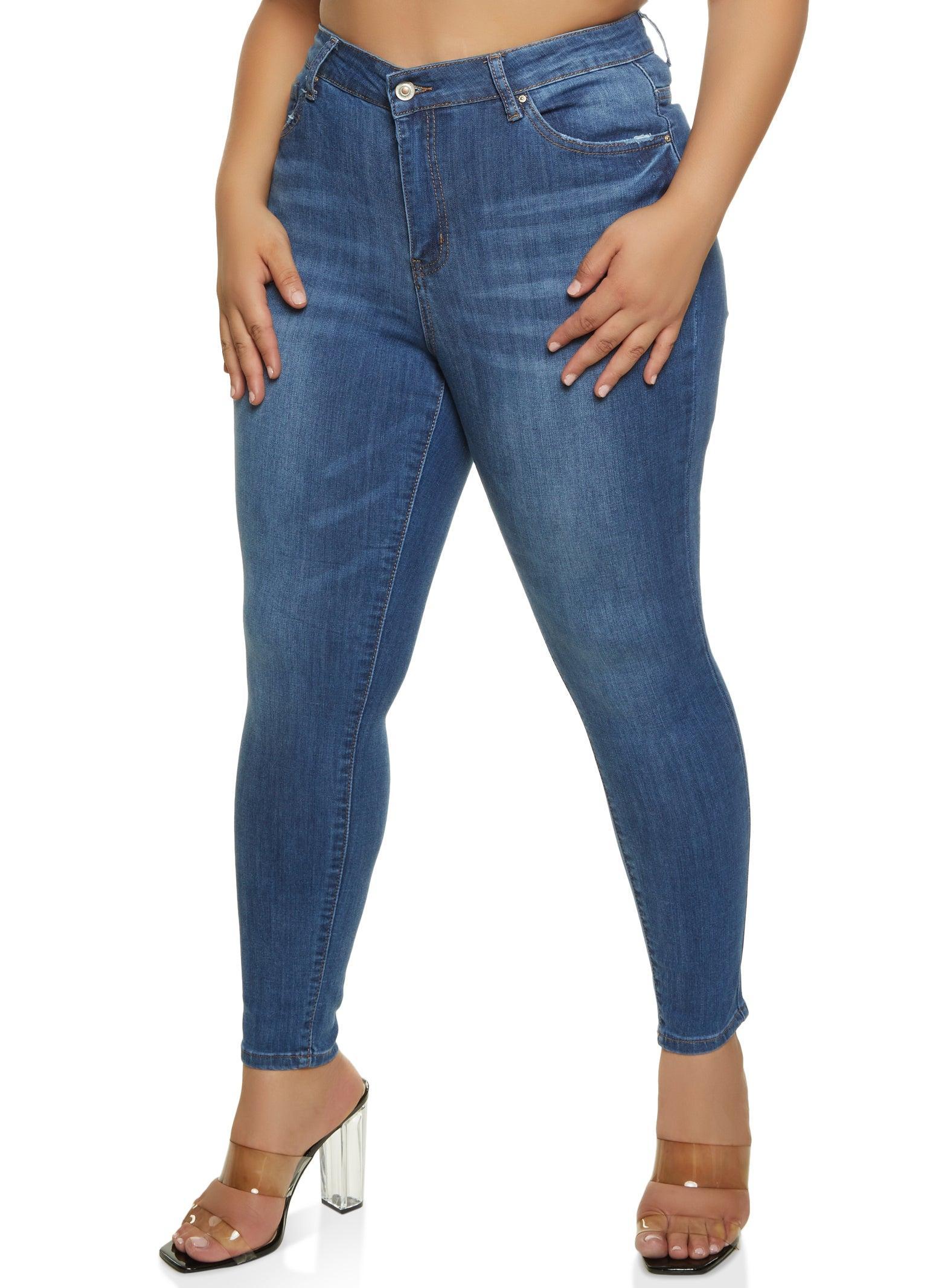 Womens Plus Size WAX Basic Whiskered Skinny Jeans Product Image
