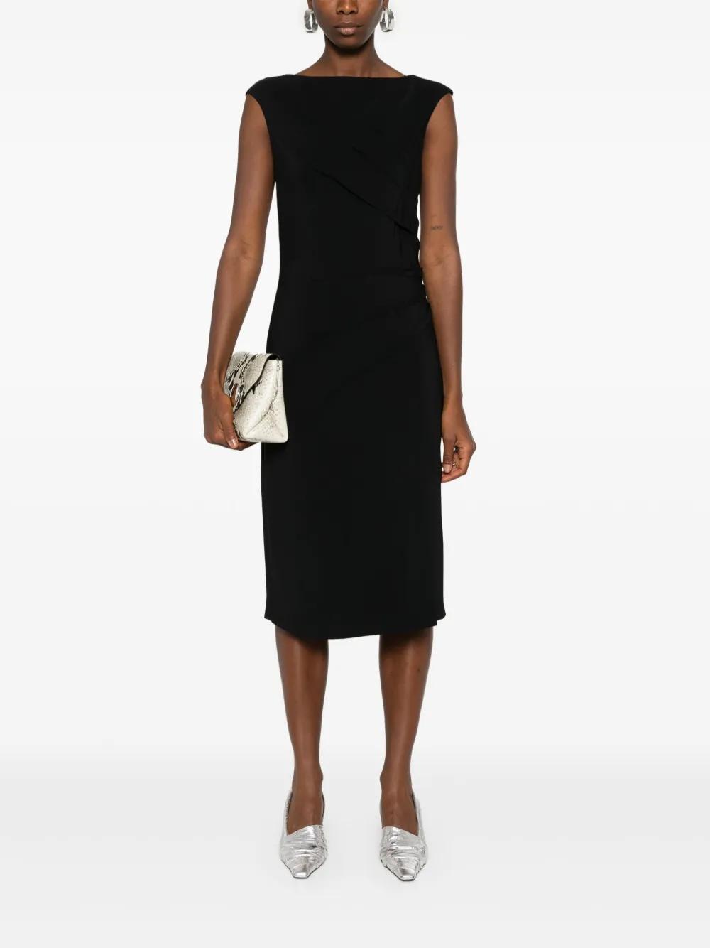 ALBERTA FERRETTI Pleat-detail Midi Dress In Black Product Image