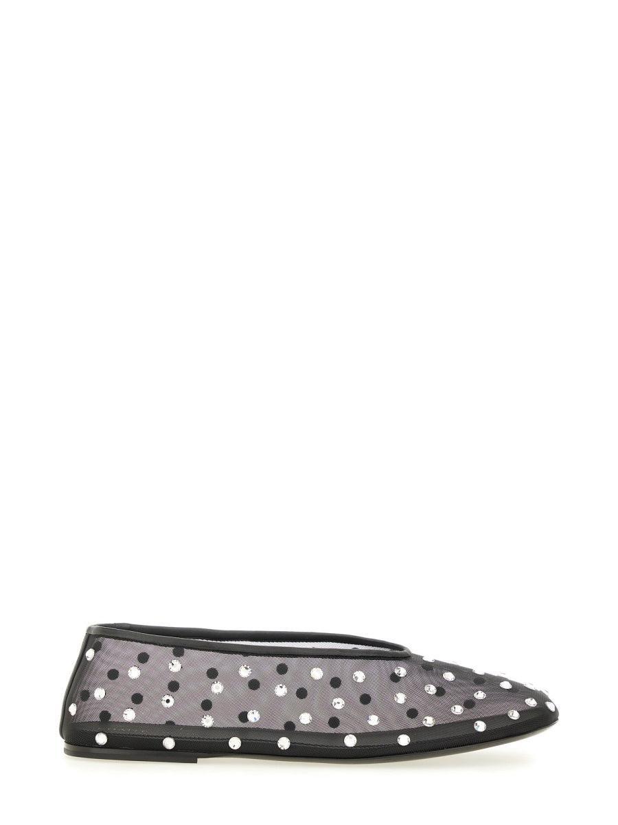 KHAITE Marcy Crystal-embellished Mesh Flats In Black Product Image