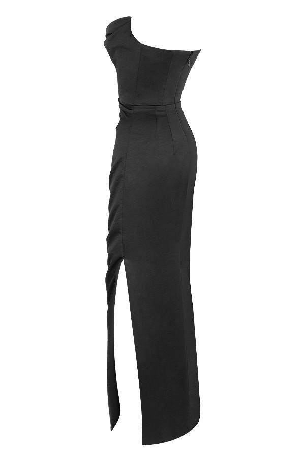 Adrienne Black Satin Strapless Corset Maxi Product Image