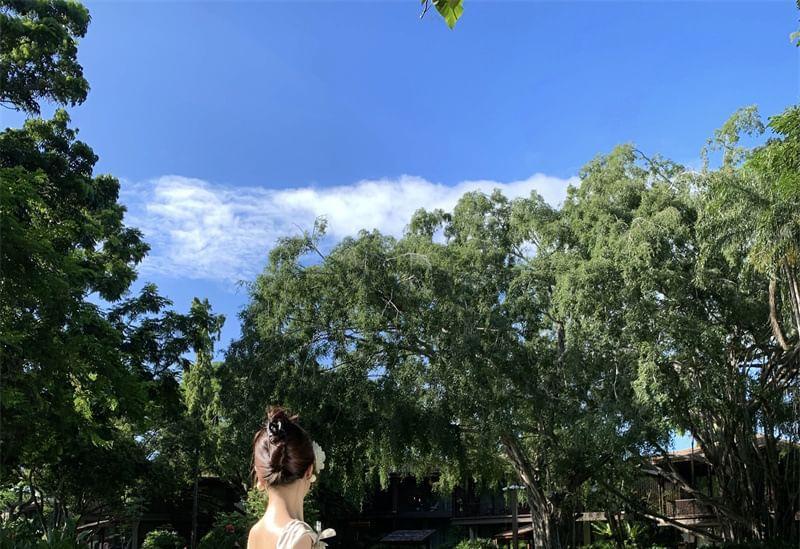 Off Shoulder Floral Print Maxi Mermaid Dress Product Image