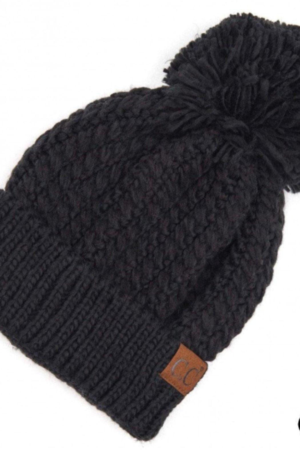 C.C Twisted Mock Cable Knit Pom Beanie Product Image