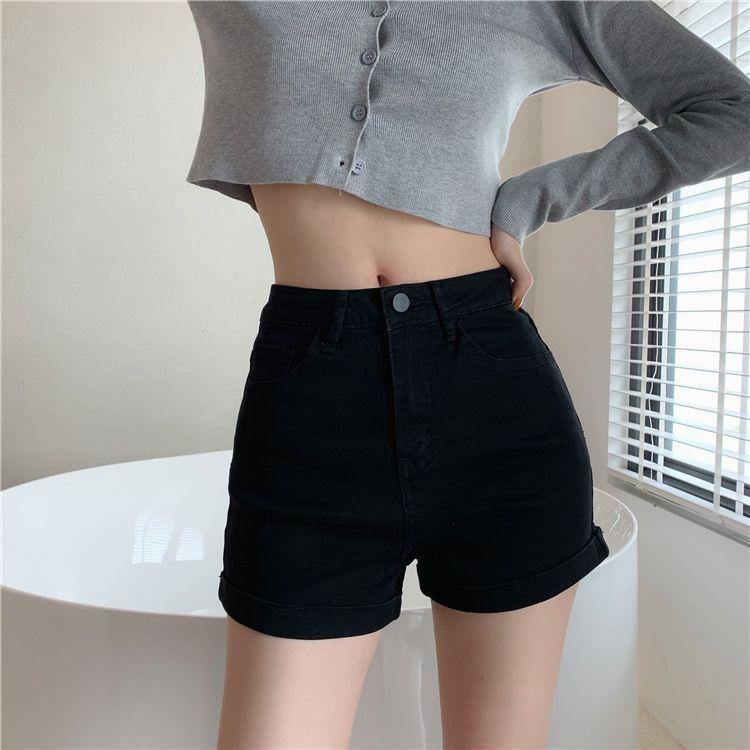 High-Waist Denim Shorts Product Image