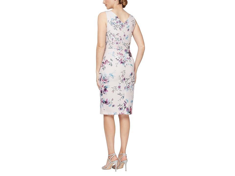 Alex Evenings Short Printed Sheath Dress with Hip Embellishment (Blush Multi) Women's Dress Product Image