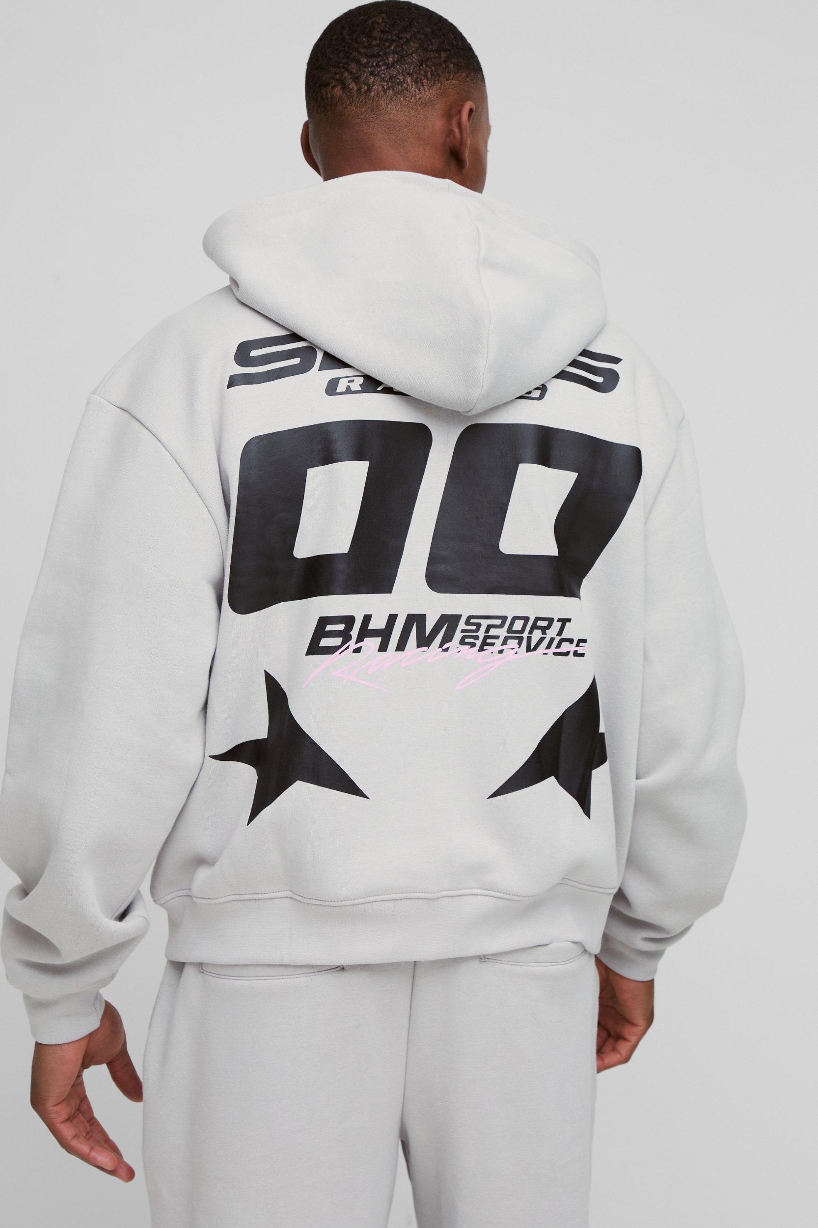 Regular Fit Zip Through Moto And Sweatpants Print Tracksuit | boohooMAN USA Product Image