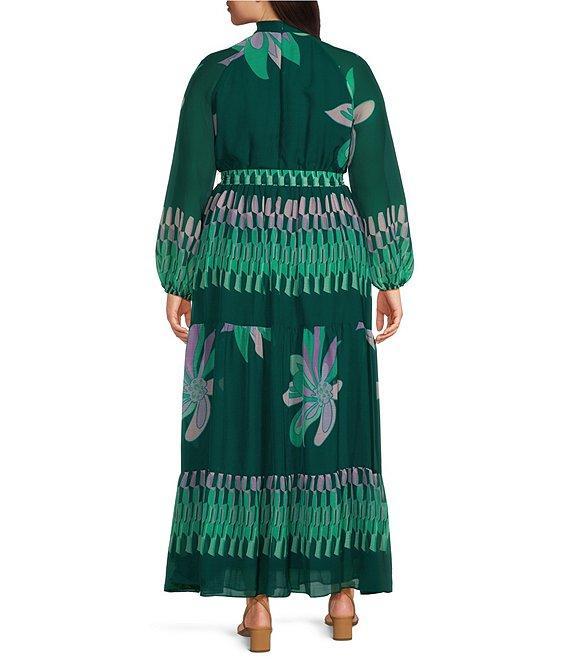 Moda Tara Plus Size Long Sleeve Floral Printed Maxi Dress Product Image