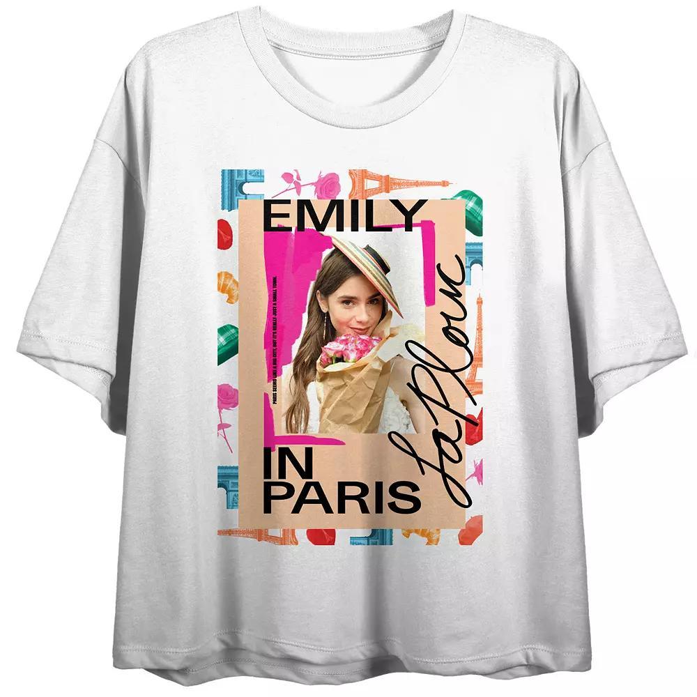 Juniors' Emily In Paris Colorful Photo Flowy Graphic Tee, Women's, Size: Medium, Black Product Image