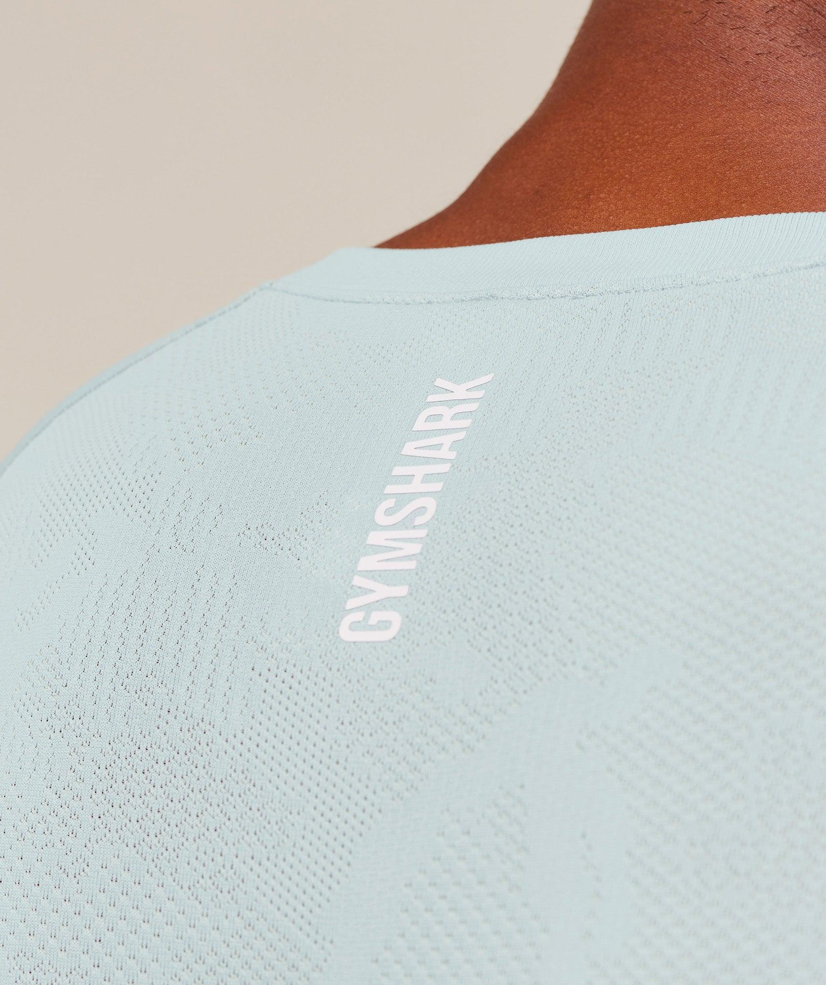 Gymshark Geo Seamless Long Sleeve T-Shirt - Smoke Blue/Soft White Male Product Image