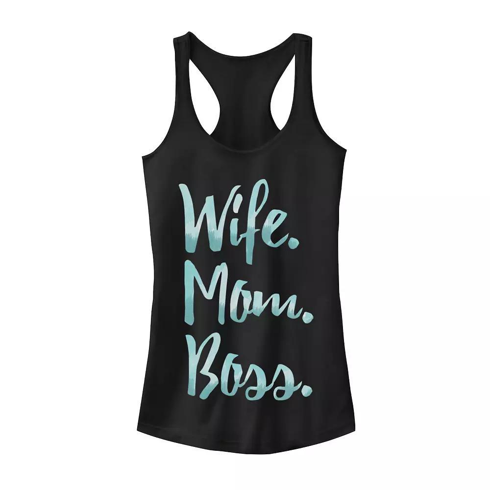 Juniors' Wife Mom Boss Graphic Tank Top, Girl's, Size: Large, Black Product Image