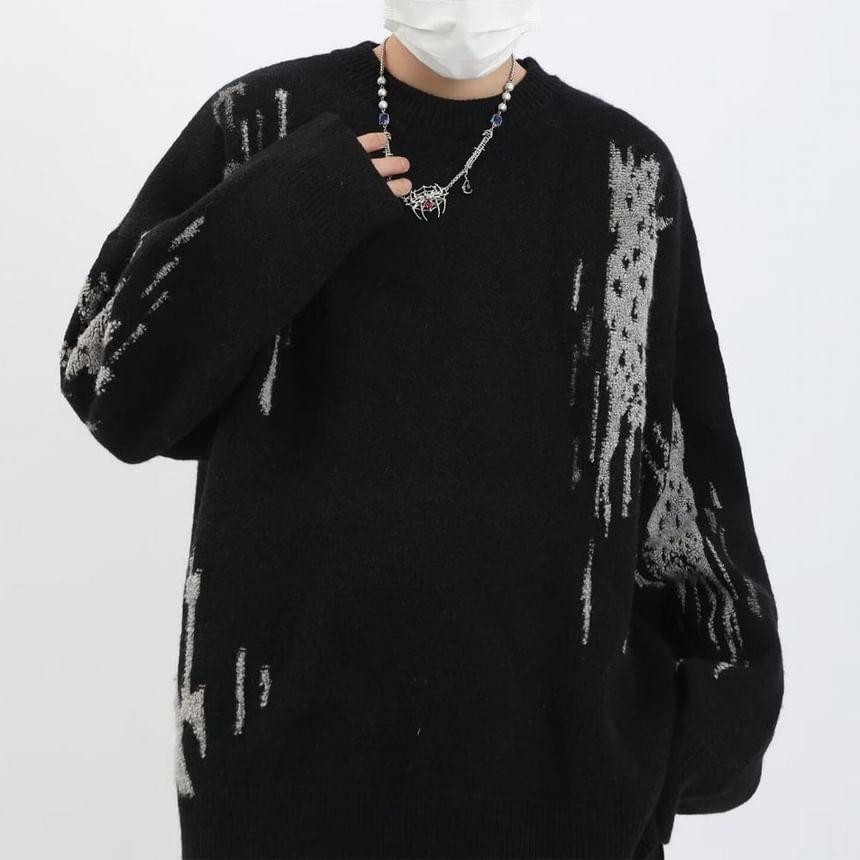 Crew Neck Melange Oversized Sweater Product Image
