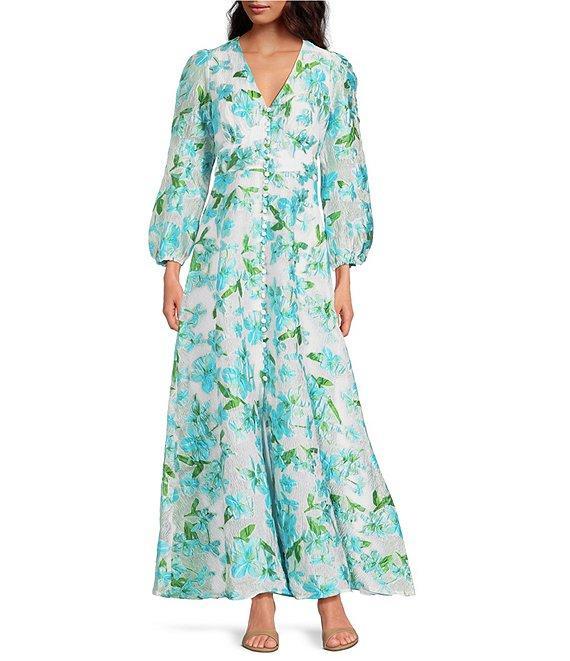Abbey Glass Brooke Floral Long Sleeve V-Neck Maxi Dress Product Image