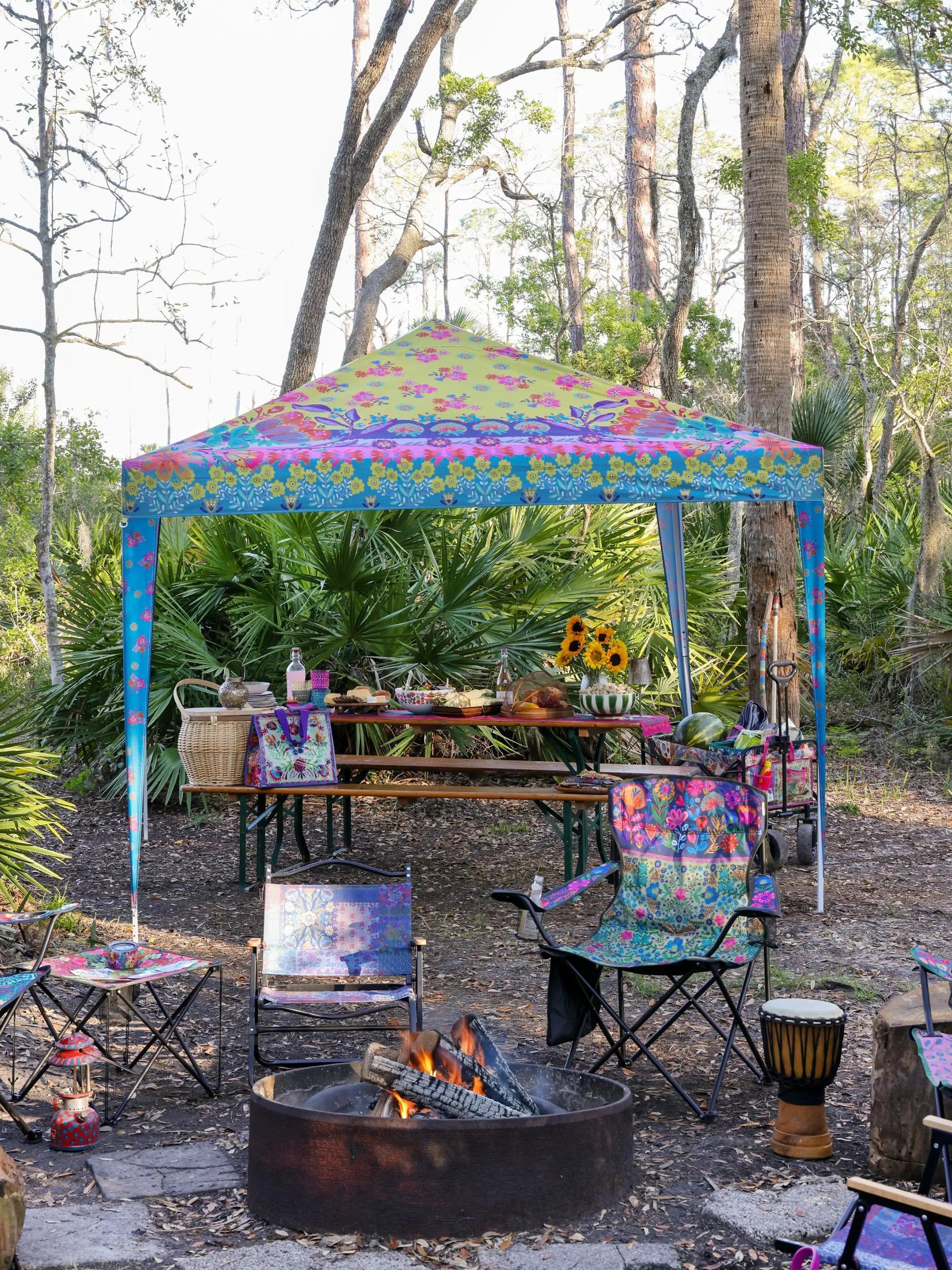 Live Happy Instant Canopy Tent - Dark Teal Floral Product Image