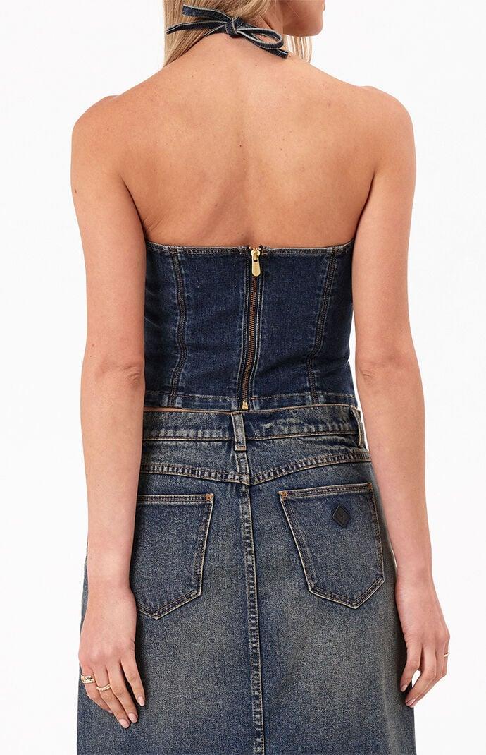 ABRAND Women's Zendaya Denim Halter Top Product Image
